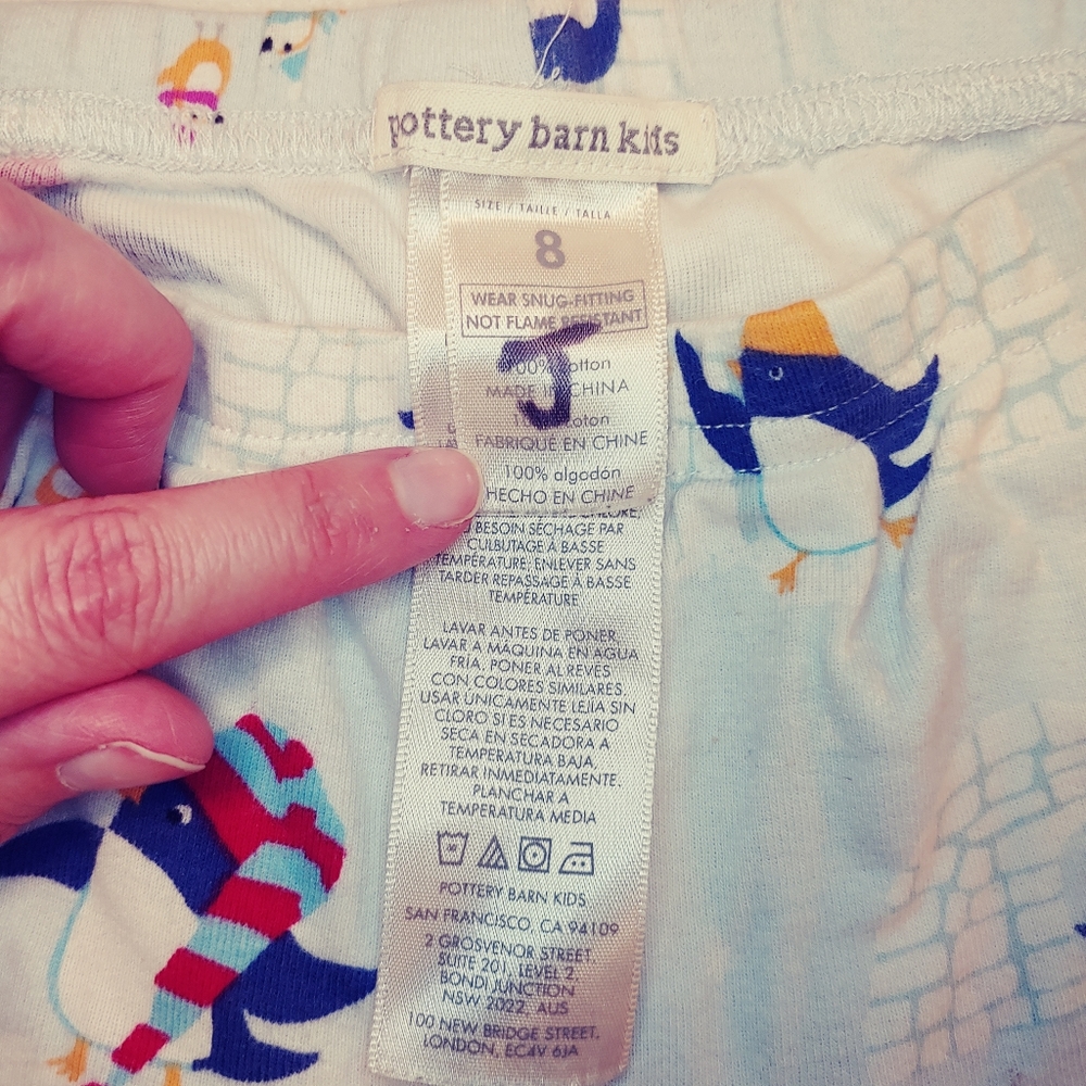 Pottery Barn Kids Boys Winter Penguin Pajamas Sz 8 - Picture 6 of 8